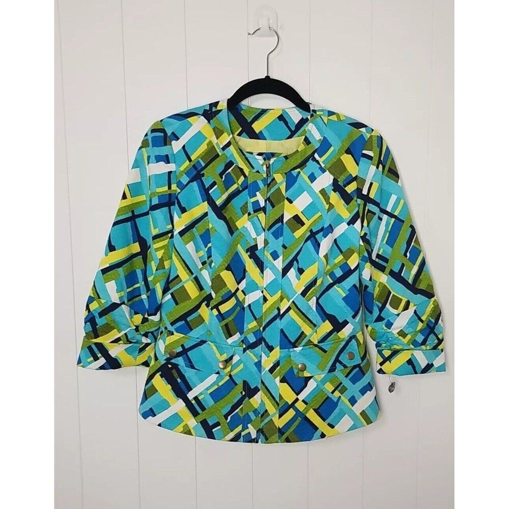 Anthracite by Muse Jacket Blazer Womens Size 4 Blue Green Retro